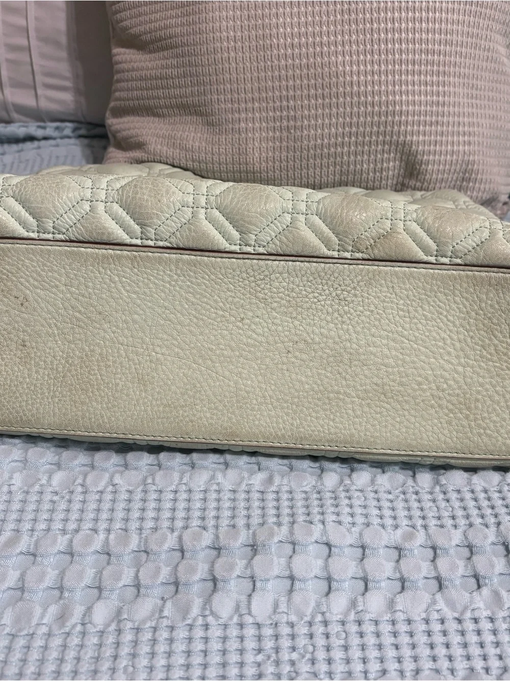 Kate Spade Quilted Mint Green Leather Tote with Turn-Lock